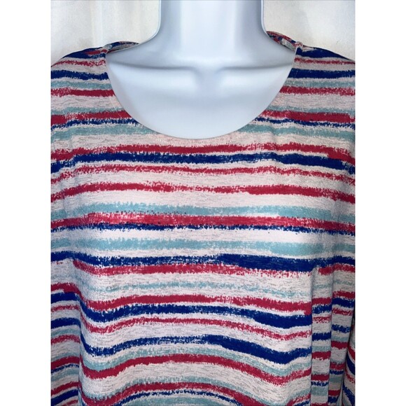 Elle Studio Striped Boxy Women’s Top Size XL Multicolor Coquette Bohemian - Picture 3 of 7